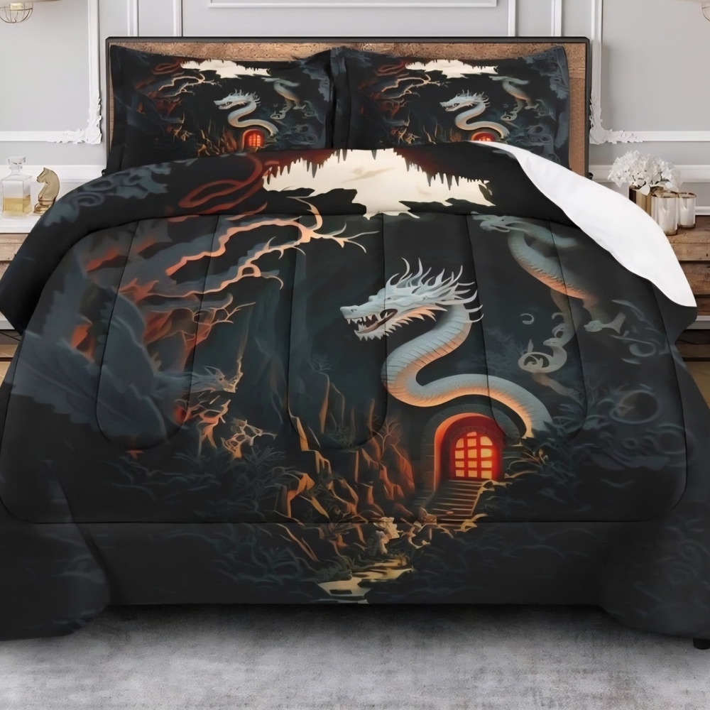 Mystical Dragon Black Comforter Set NWOT